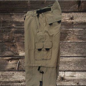 Wear First Mens Tan  Convertible Zip Off Hiking Cargo Pants Size 29